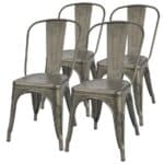 Stackable Gun Metal Bistro Side Chairs with Rubber Feet (Set of 4)