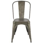 Stackable Gun Metal Bistro Side Chairs with Rubber Feet (Set of 4)