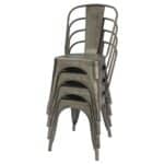 Stackable Gun Metal Bistro Side Chairs with Rubber Feet (Set of 4)