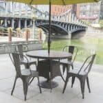 Stackable Gun Metal Bistro Side Chairs with Rubber Feet (Set of 4)