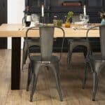 Stackable Gun Metal Bistro Side Chairs with Rubber Feet (Set of 4)