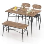 Rustic 4-Piece Dining Set with Table Chairs and Bench (Set of 4)