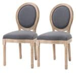 Vintage Upholstered Armless Dining Chairs Curved Back Grey Wash (Set of 2) 5 Vintage Upholstered Armless Dining Chairs Curved Back Grey Wash (Set of 2)