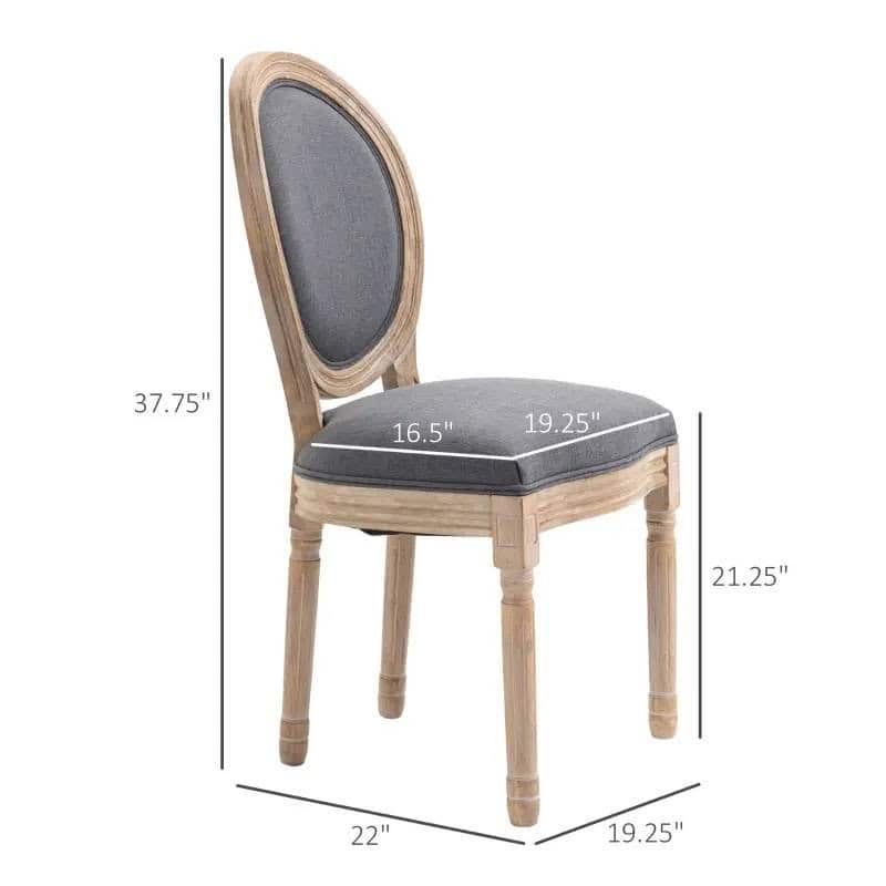 Vintage Upholstered Armless Dining Chairs Curved Back Grey Wash (Set of 2) 4 Vintage Upholstered Armless Dining Chairs Curved Back Grey Wash (Set of 2) - Image 4