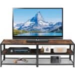 55-Inch Industrial Metal Wood TV Stand Fits Up to 65-Inch