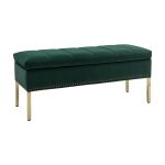 Fabio Green Velvet Tufted Nailhead Trim Flip Top Storage Bench 7 Fabio Green Velvet Tufted Nailhead Trim Flip Top Storage Bench