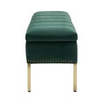 Fabio Green Velvet Tufted Nailhead Trim Flip Top Storage Bench 9 Fabio Green Velvet Tufted Nailhead Trim Flip Top Storage Bench