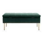 Fabio Green Velvet Tufted Nailhead Trim Flip Top Storage Bench 10 Fabio Green Velvet Tufted Nailhead Trim Flip Top Storage Bench