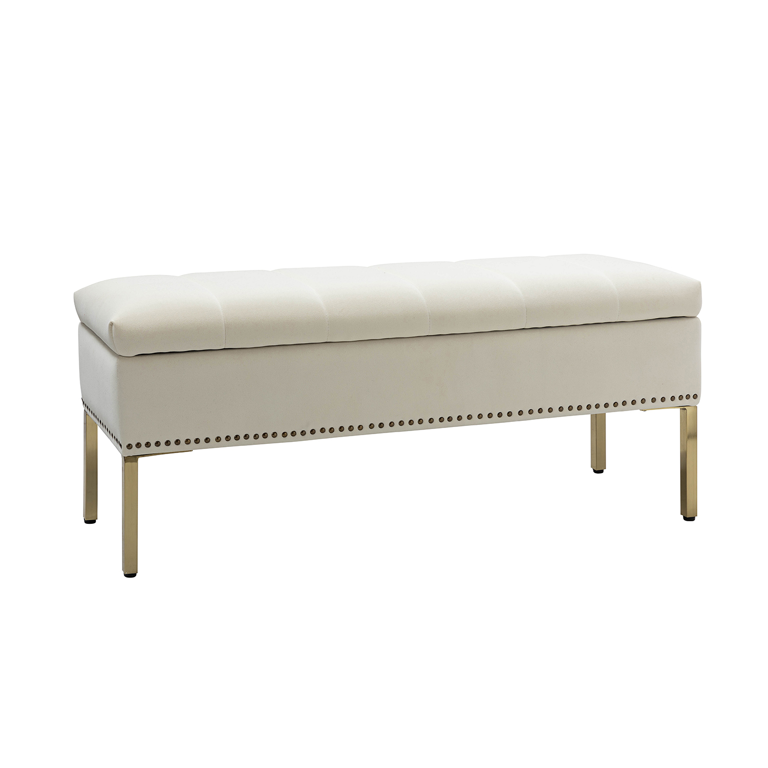 Fabio Ivory Velvet Tufted Flip Top Storage Bench 2 Fabio Ivory Velvet Tufted Flip Top Storage Bench - Image 2