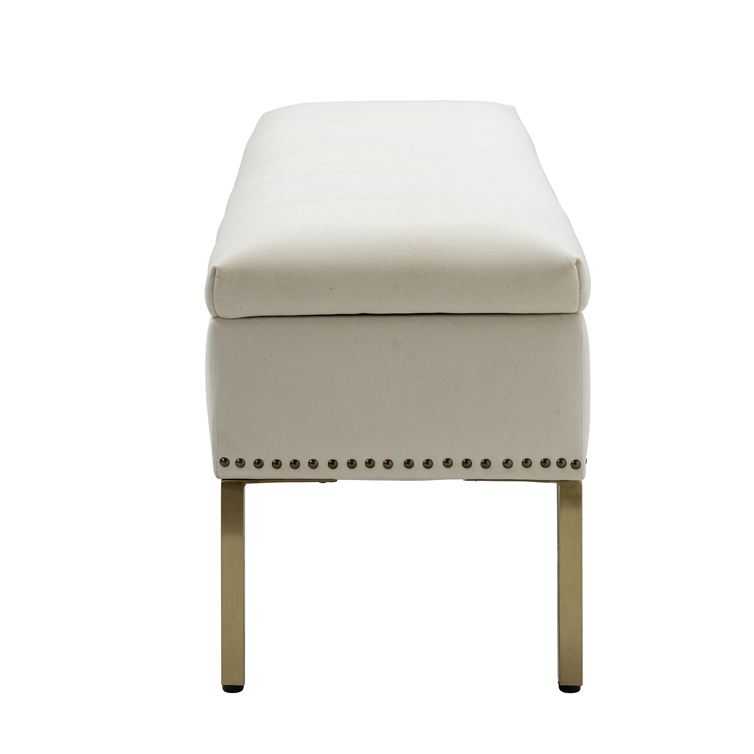 Fabio Ivory Velvet Tufted Flip Top Storage Bench 4 Fabio Ivory Velvet Tufted Flip Top Storage Bench - Image 4