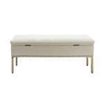 Fabio Ivory Velvet Tufted Flip Top Storage Bench 10 Fabio Ivory Velvet Tufted Flip Top Storage Bench