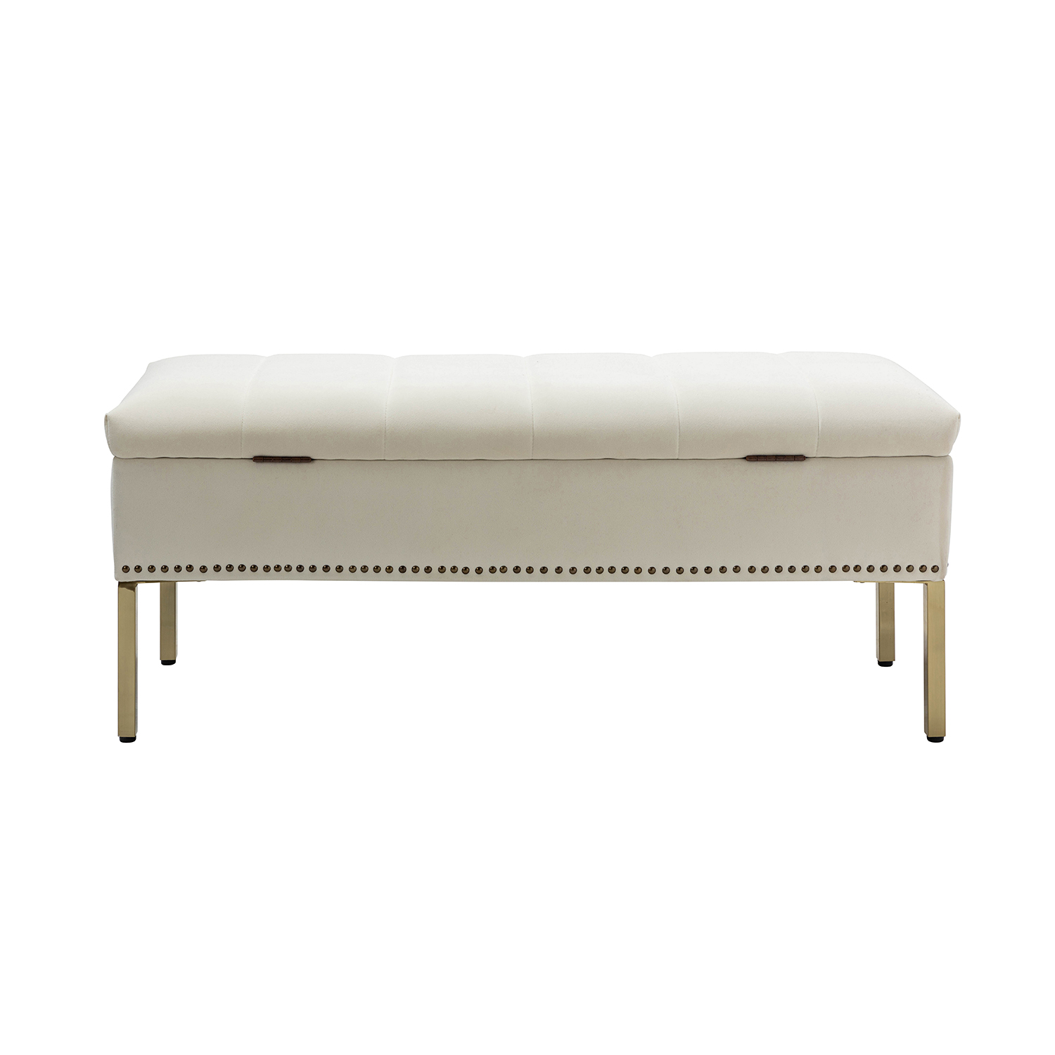 Fabio Ivory Velvet Tufted Flip Top Storage Bench 5 Fabio Ivory Velvet Tufted Flip Top Storage Bench - Image 5