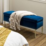 Fabio Navy Velvet Nailhead Trim Flip Top Storage Bench 6 Fabio Navy Velvet Nailhead Trim Flip Top Storage Bench