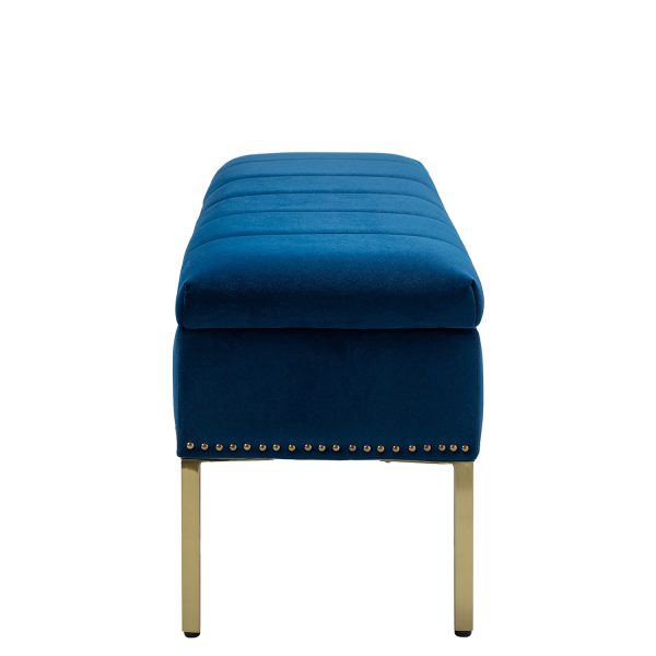 Fabio Navy Velvet Nailhead Trim Flip Top Storage Bench 3