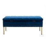 Fabio Navy Velvet Nailhead Trim Flip Top Storage Bench 10 Fabio Navy Velvet Nailhead Trim Flip Top Storage Bench