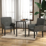 Modern Upholstered Guest Chair with Armrests and Rubber Wood Legs