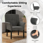 Modern Upholstered Guest Chair with Armrests and Rubber Wood Legs