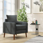 Gray Mid-Century Modern Upholstered Sofa Chair with Removable Cushions 8 Gray Mid-Century Modern Upholstered Sofa Chair with Removable Cushions