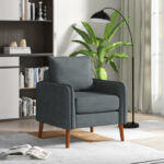 Gray Mid-Century Modern Upholstered Sofa Chair with Removable Cushions 9 Gray Mid-Century Modern Upholstered Sofa Chair with Removable Cushions