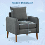 Gray Mid-Century Modern Upholstered Sofa Chair with Removable Cushions 11 Gray Mid-Century Modern Upholstered Sofa Chair with Removable Cushions