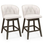 Swivel Upholstered Counter Height Bar Stools with Footrest (Set of 2)