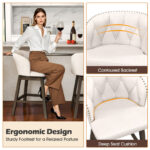 Swivel Upholstered Counter Height Bar Stools with Footrest (Set of 2)