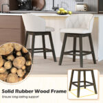 Swivel Upholstered Counter Height Bar Stools with Footrest (Set of 2)