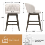 Swivel Upholstered Counter Height Bar Stools with Footrest (Set of 2)