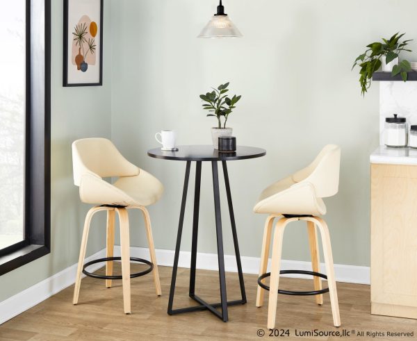 Fabrico 26 Inch Cream Contemporary Swivel Counter Stools Set of 2 1