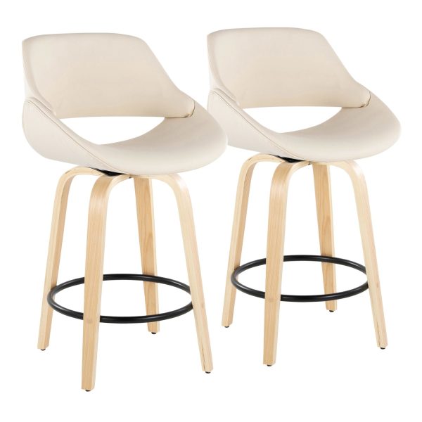 Fabrico 26 Inch Cream Contemporary Swivel Counter Stools Set of 2 2