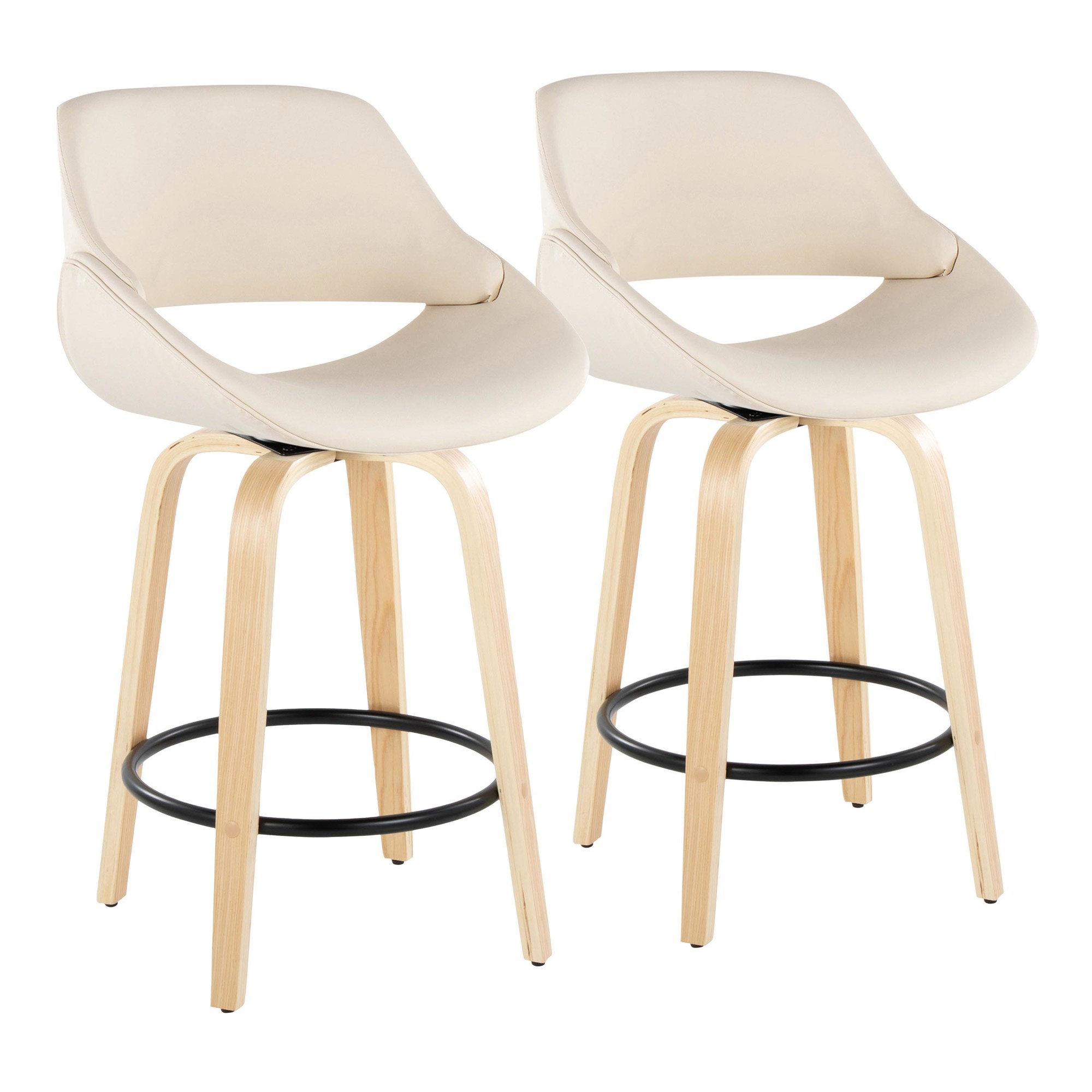 Fabrico 26-Inch Cream Contemporary Swivel Counter Stools (Set of 2) 3 Fabrico 26-Inch Cream Contemporary Swivel Counter Stools (Set of 2) - Image 3