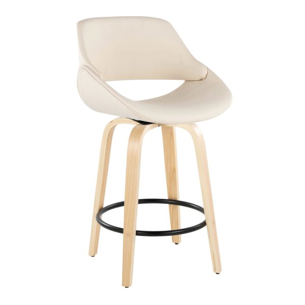 Fabrico 26 Inch Cream Contemporary Swivel Counter Stools Set of 2 3