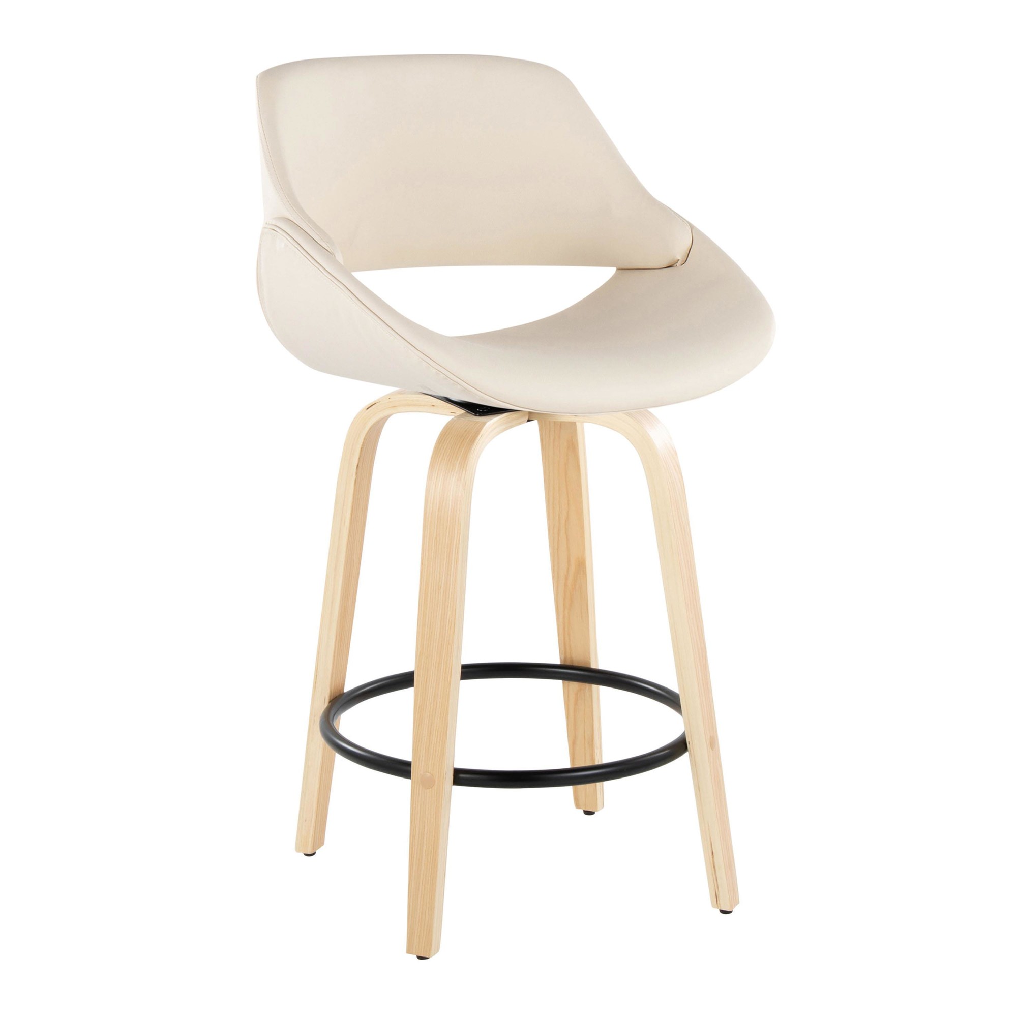 Fabrico 26-Inch Cream Contemporary Swivel Counter Stools (Set of 2) 4 Fabrico 26-Inch Cream Contemporary Swivel Counter Stools (Set of 2) - Image 4