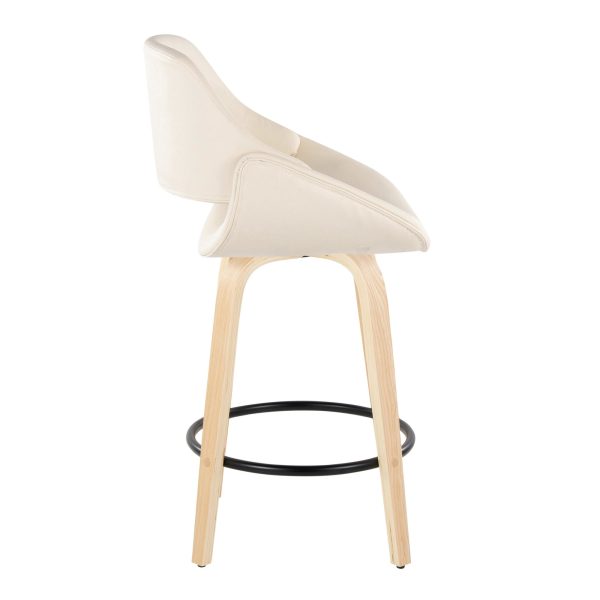Fabrico 26 Inch Cream Contemporary Swivel Counter Stools Set of 2 4