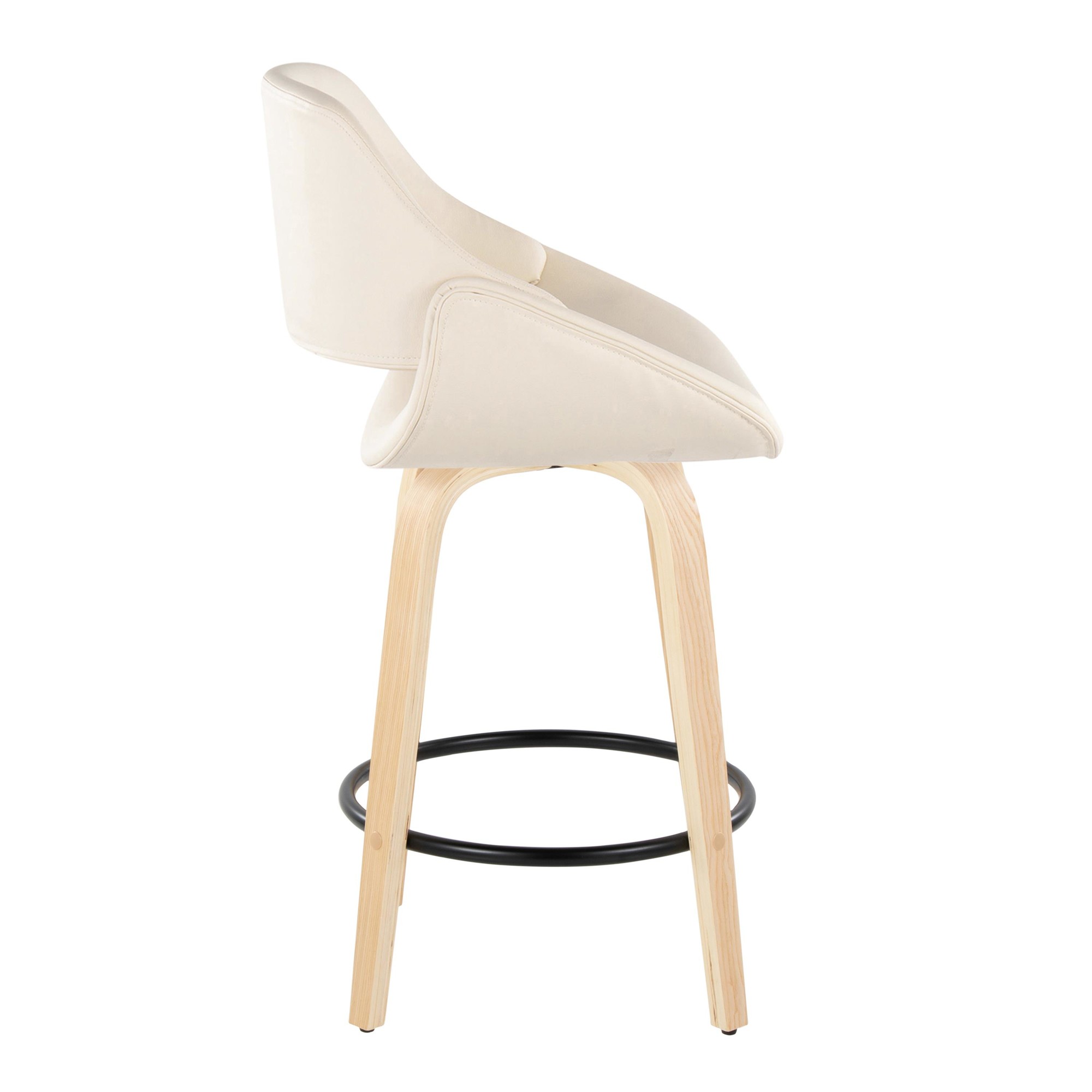 Fabrico 26-Inch Cream Contemporary Swivel Counter Stools (Set of 2) 5 Fabrico 26-Inch Cream Contemporary Swivel Counter Stools (Set of 2) - Image 5