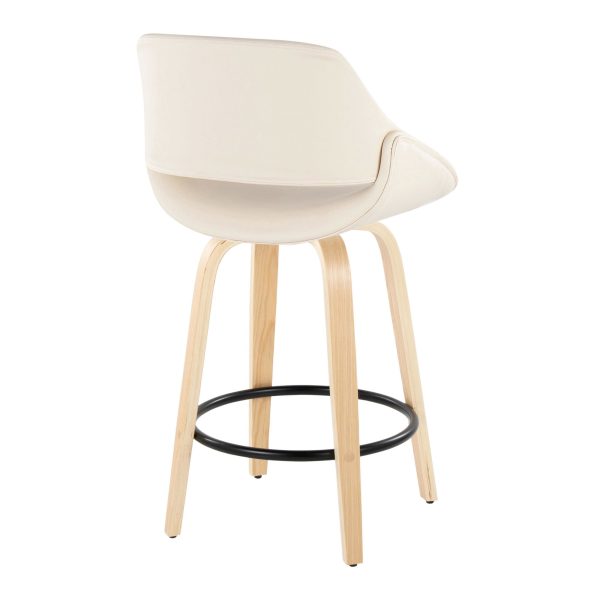 Fabrico 26 Inch Cream Contemporary Swivel Counter Stools Set of 2 5