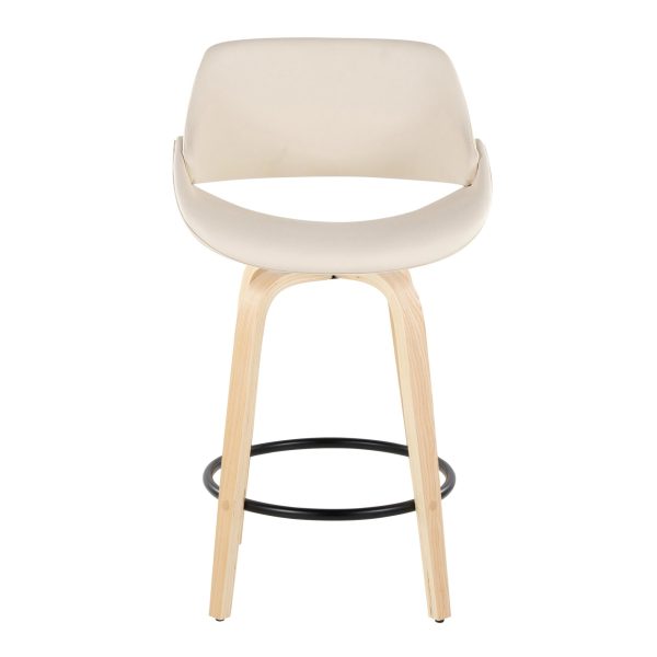 Fabrico 26 Inch Cream Contemporary Swivel Counter Stools Set of 2 7