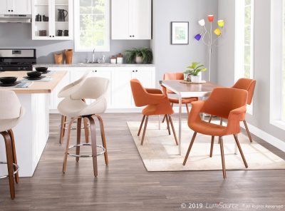 Fabrico 26-Inch Cream Walnut Mid-Century Swivel Counter Stools (Set of 2)