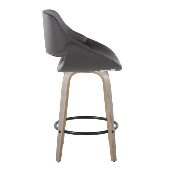 Fabrico 26 Inch Grey Faux Leather Mid Century Modern Counter Stools Set of 2 4
