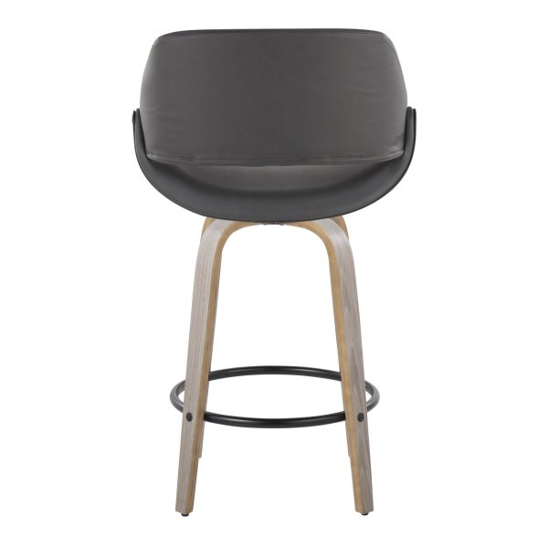 Fabrico 26 Inch Grey Faux Leather Mid Century Modern Counter Stools Set of 2 6