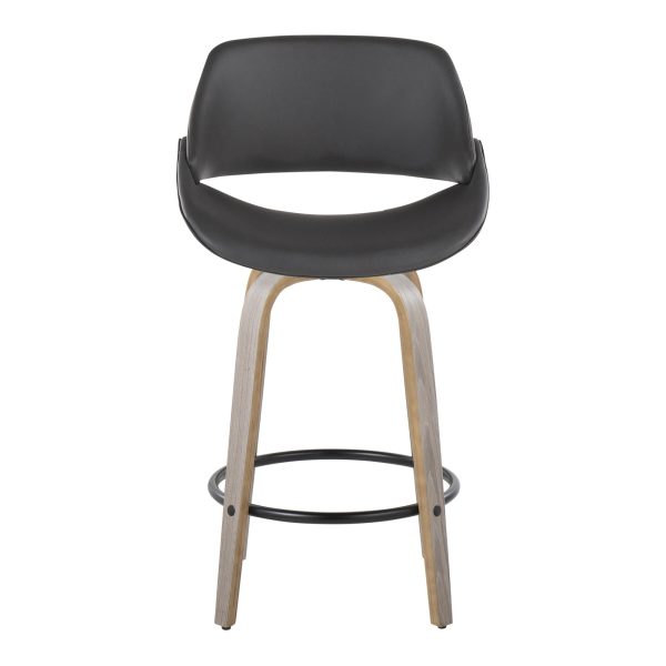 Fabrico 26 Inch Grey Faux Leather Mid Century Modern Counter Stools Set of 2 7