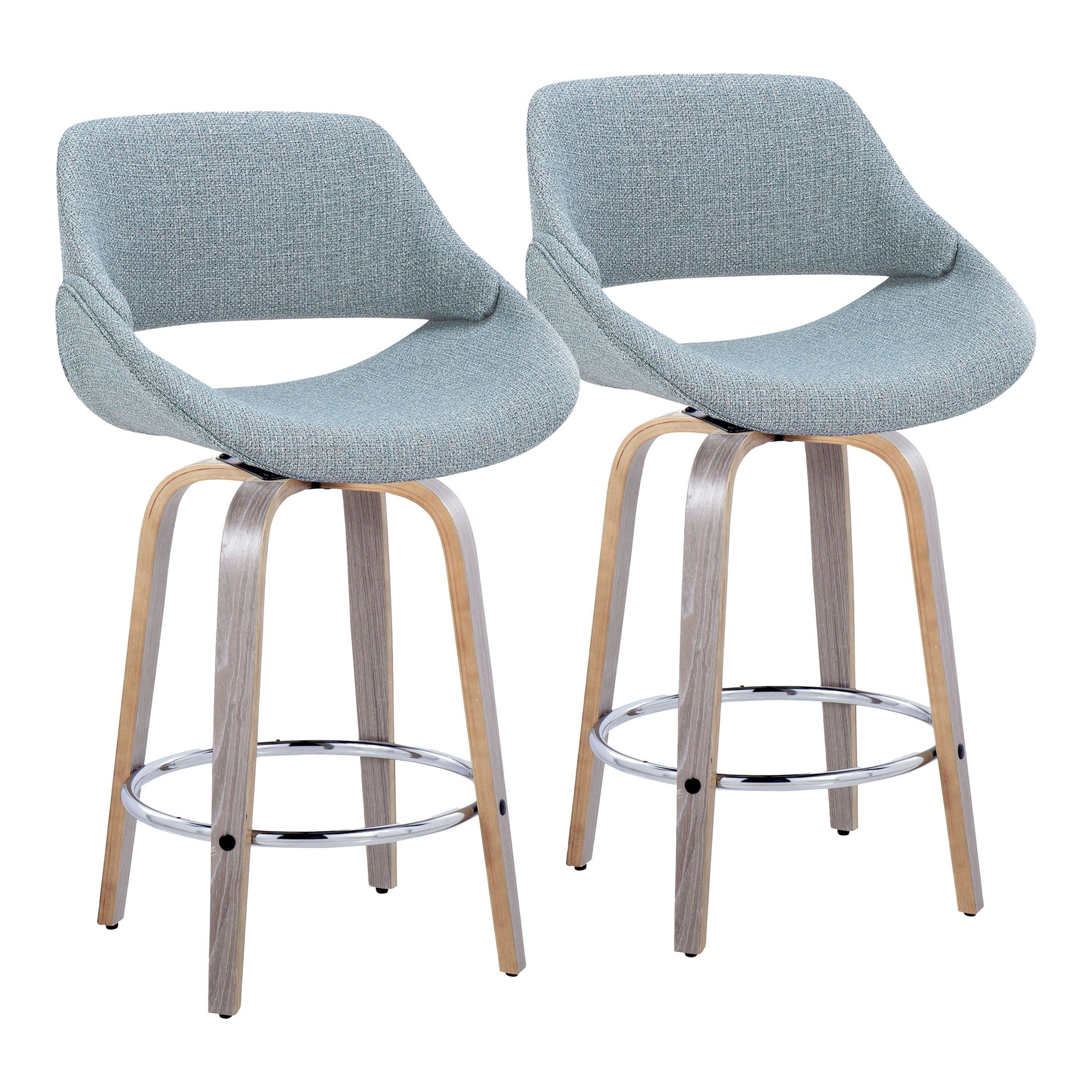 Fabrico 26-Inch Light Grey Blue Noise Contemporary Counter Stools (Set of 2) 3 Fabrico 26-Inch Light Grey Blue Noise Contemporary Counter Stools (Set of 2) - Image 3