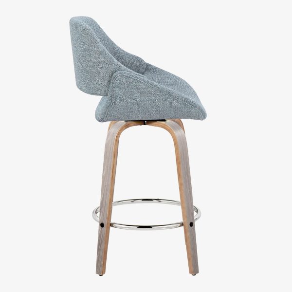 Fabrico 26 Inch Light Grey Blue Noise Contemporary Counter Stools Set of 2 4