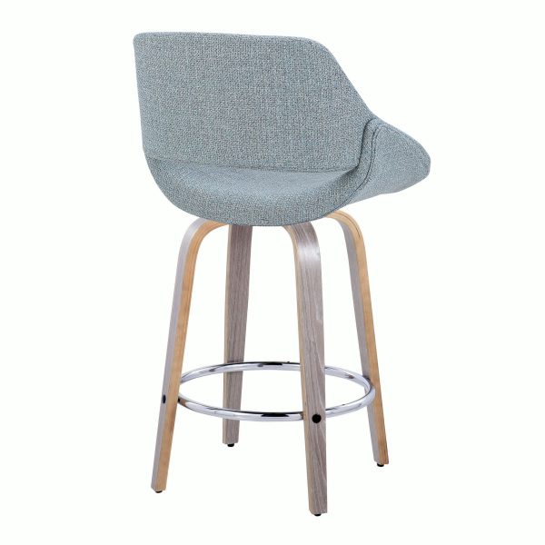 Fabrico 26 Inch Light Grey Blue Noise Contemporary Counter Stools Set of 2 5