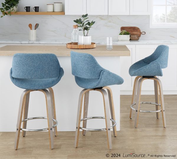 Fabrico 26 Inch Light Grey Blue Noise Contemporary Counter Stools Set of 2