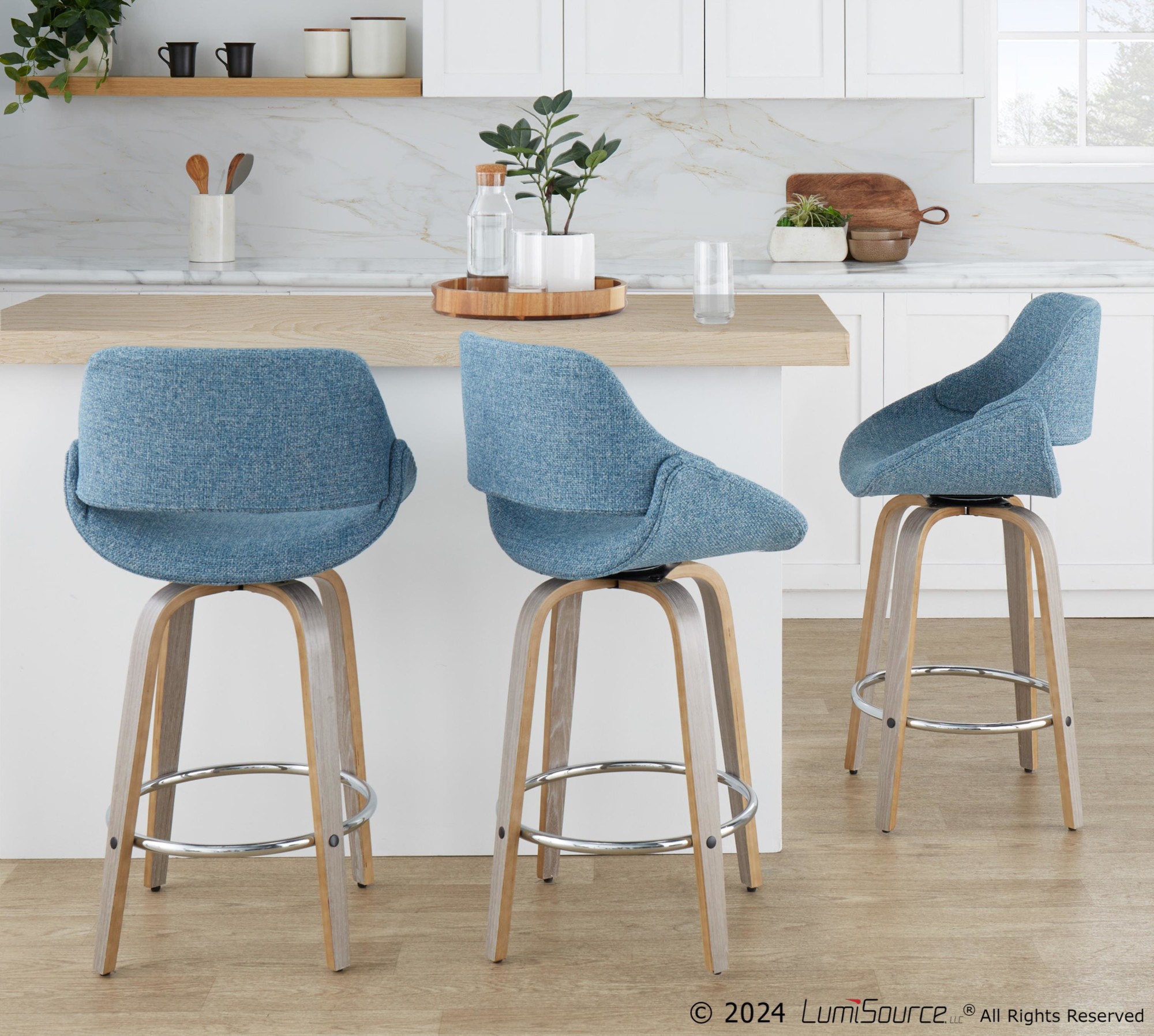 Fabrico 26-Inch Light Grey Blue Noise Contemporary Counter Stools (Set of 2) 1 Fabrico 26-Inch Light Grey Blue Noise Contemporary Counter Stools (Set of 2)