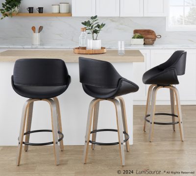 Fabrico 26-Inch Mid-Century Modern Grey Counter Stools (Set of 2)