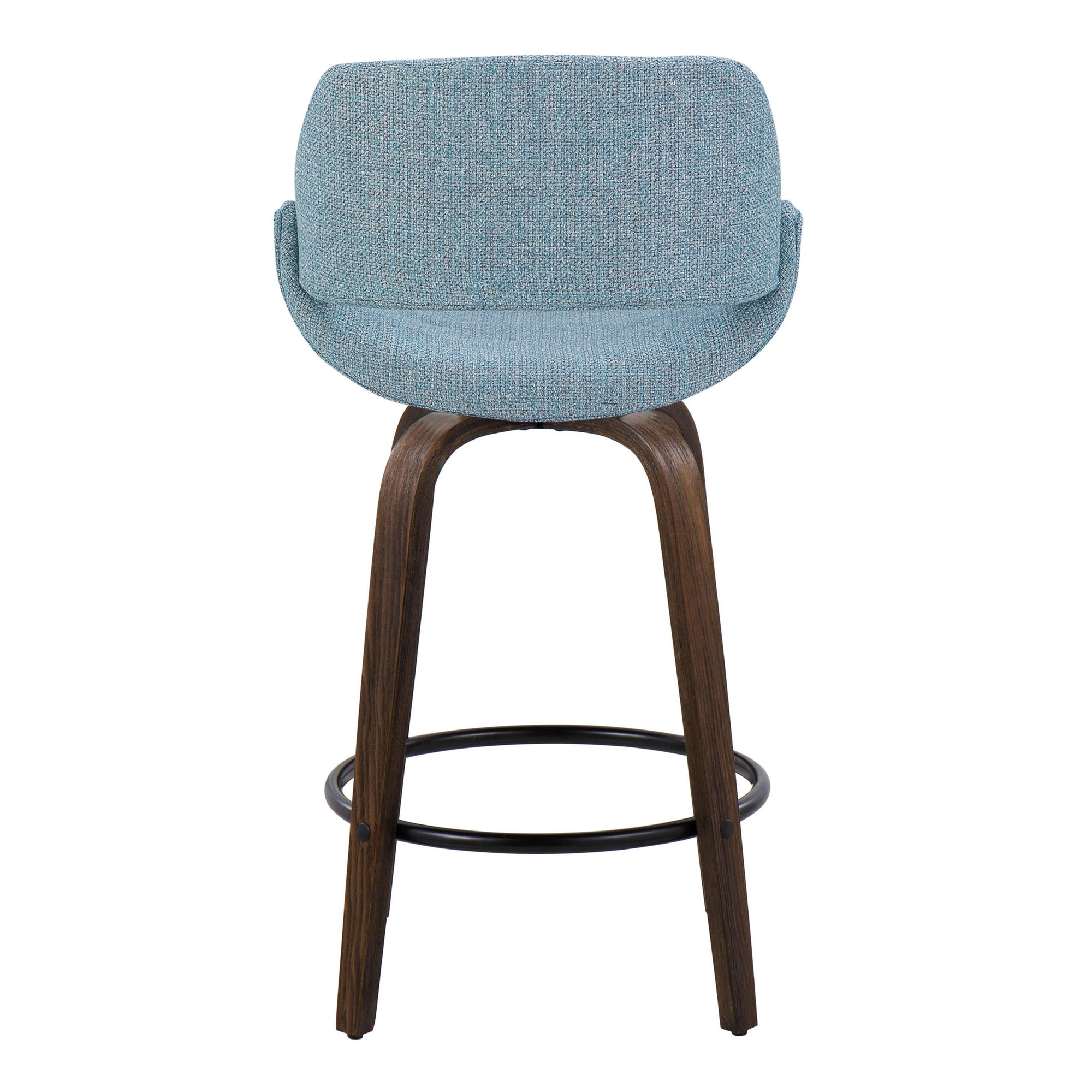 Fabrico 26-Inch Mid-Century Modern Swivel Counter Stools in Walnut and Blue Fabric (Set of 2) (Set of 2) 9 Fabrico 26-Inch Mid-Century Modern Swivel Counter Stools in Walnut and Blue Fabric (Set of 2) (Set of 2) - Image 9