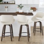 Fabrico 26-Inch Mid-Century Modern Swivel Counter Stools in Walnut and Cream Fabric (Set of 2) (Set of 2) 13 Fabrico 26-Inch Mid-Century Modern Swivel Counter Stools in Walnut and Cream Fabric (Set of 2) (Set of 2)