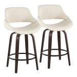 Fabrico 26-Inch Mid-Century Modern Swivel Counter Stools in Walnut and Cream Fabric (Set of 2) (Set of 2) 16 Fabrico 26-Inch Mid-Century Modern Swivel Counter Stools in Walnut and Cream Fabric (Set of 2) (Set of 2)